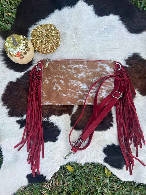 Burgundy Cowhide Crossbody